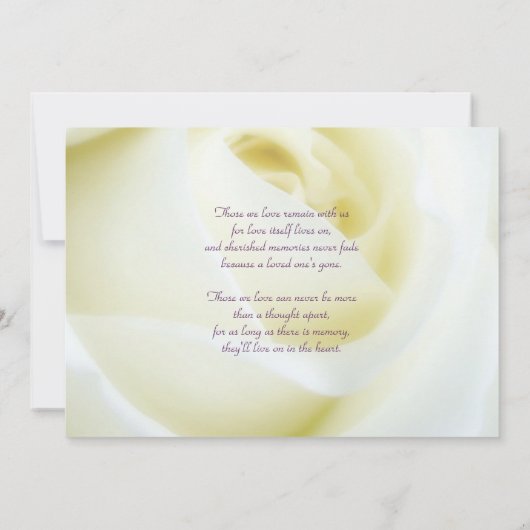 フローラホワイトローズの葬儀または追悼式 案内状 (裏面)