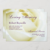 フローラホワイトローズの葬儀または追悼式 案内状 (正面/裏面)