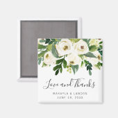 フローラホワイトローズグリーンリー結婚式の引き出物 マグネット (正面/裏面)