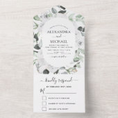 フローラホワイトローズユーカリプトゥスウェディングRSVP オールインワン招待状 (内側)