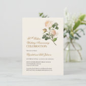 フローラホワイトローズ金ゴールド50結婚周年記念 招待状 (スタンド正面)