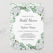 フローラホワイトローゼズグリーナリーリーフブライダルシャワー 招待状 (正面/裏面)