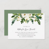 フローラホワイトローゼズグリーナリー葬儀悔やみや弔慰 サンキューカード (正面/裏面)