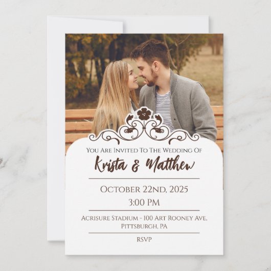 フローラホワイト半カスタム部写真 招待状 (正面)