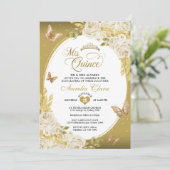 フローラホワイト金ゴールドティアラバタフライミキンセアニラ 招待状 (スタンド正面)