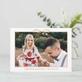 フローラホワイト金ゴールドホリデーボーフォトクリスマス シーズンカード (スタンド正面)