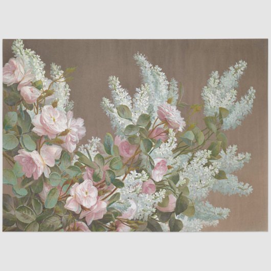 フローラホワイト&ピンクローズティッシュペーパー 薄葉紙 (正面)