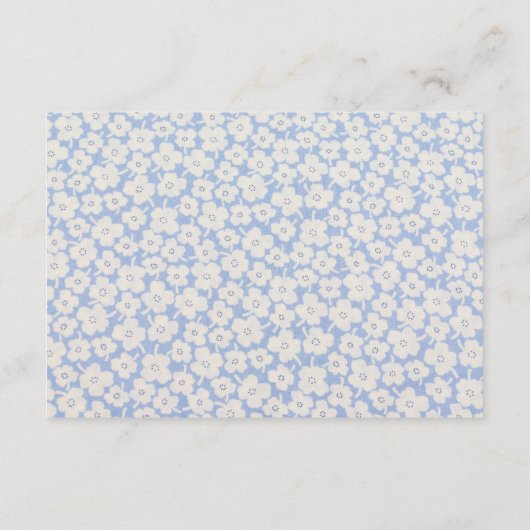 フローラホワイト&ブルー結婚ズギフトレジストリ エンクロージャーカード (裏面)