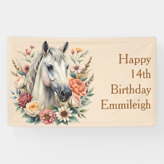 フローラホース10代のガール誕生日 横断幕 (横)