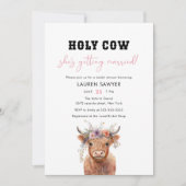 フローラホーリーカウウェスタン女性のカーボーイブライダルシャワー 招待状 (正面)
