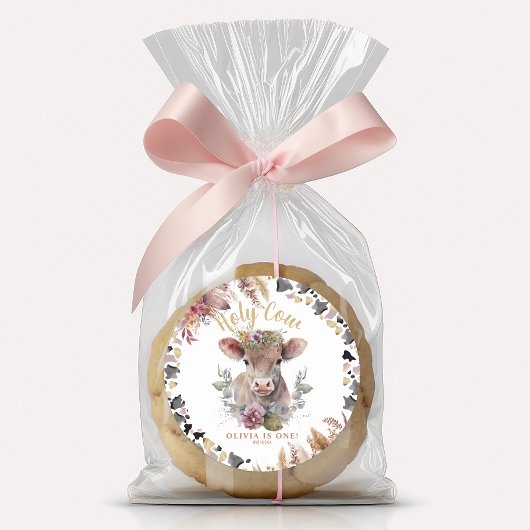 フローラホーリーカウファースト誕生日フェイスステッカー ラウンドシール