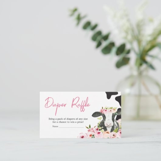 フローラホーリーカウベビーシャワーおむつラッフル エンクロージャーカード (スタンド正面)