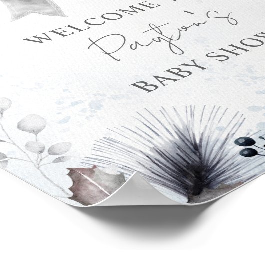 フローラボウウィンターガールベビーシャワーウェルカム ポスター (角)