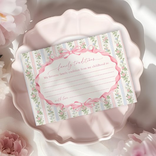 フローラボウガールベビーシャワー家族の伝統 エンクロージャーカード