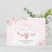 フローラボウピンクカボチャ女の子ベビーシャワー サンキューカード (スタンド正面)