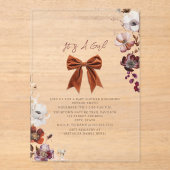 フローラボウ秋ウィンターガールベビーシャワー招待状 アクリル招待状 (正面)