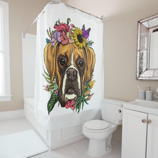 フローラボクサードッグ植物花ペットボクサー シャワーカーテン (インサイチュ)