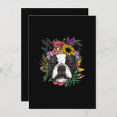 フローラボストンテリアードッグ春自然愛犬家 サンキューカード (正面/裏面)