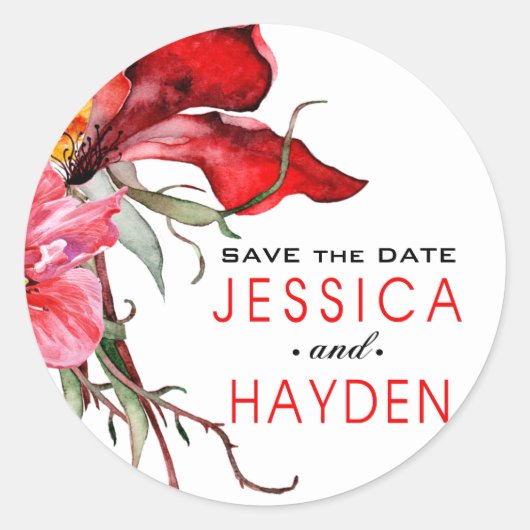 フローラボタニカボールド水彩花 ラウンドシール (正面)