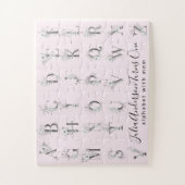 フローラボタニカルアルファベットカスタム文字ピンク ジグソーパズル (縦)