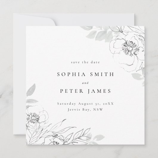 フローラボタニカルイラストレーション日付広場 招待状 (正面)