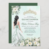 フローラボタニカルエメラルド金ゴールドプリンセスキンセアニラ 招待状 (正面/裏面)