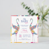 フローラボタニカルストークベビーガールシャワー招待状 招待状 (スタンド正面)