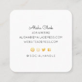 フローラボタニカルハッシュタグオリーブグリーンソーシャルメディア スクエア名刺 (裏面)