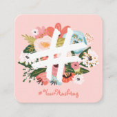 フローラボタニカルハッシュタグ赤面ピンクソーシャルメディア スクエア名刺 (正面)
