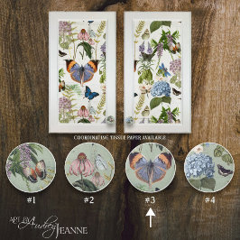 フローラボタニカルバタフライヴィンテージコテージセージ3 セラミックノブ