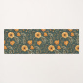 フローラボタニカルパターンゴールデングリーン名前をカスタムする ヨガマット (裏面(横))