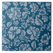 フローラボタニカルパターンブルーホワイトホームリビング タイル (正面)