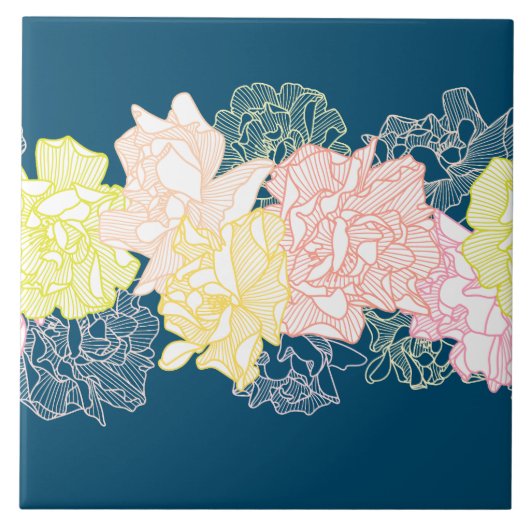 フローラボタニカルパターンホームリビング タイル (正面)