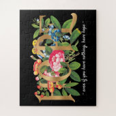 フローラボタニカルブラックホープゴールドフォイルエレガント ジグソーパズル (縦)