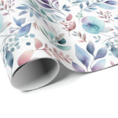 フローラボタニカルブルーピンクウォータードロラー ラッピングペーパー (ロールコーナー)