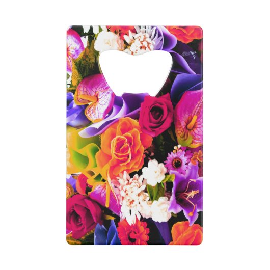 フローラボトルオープナーカラフルクレジットカードサイズ クレジットカード栓抜き (正面)