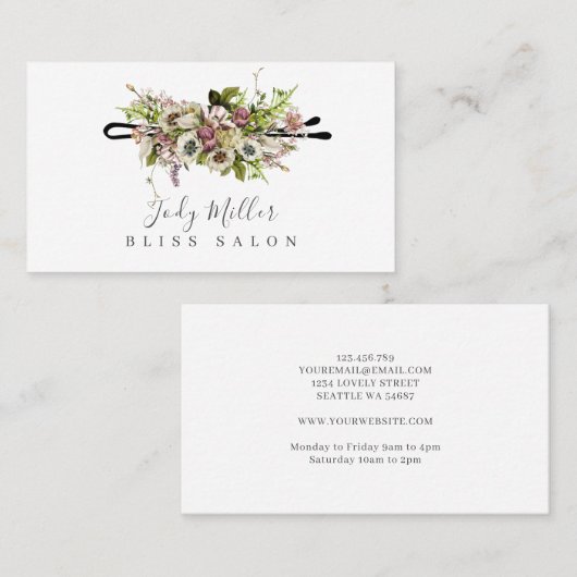 フローラボビーピンヘアサロン名刺 名刺 (正面/裏面)