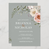 フローラボヘミアンセージ結婚グリーン 招待状 (正面/裏面)