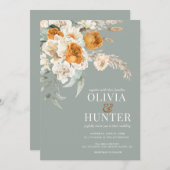 フローラボヘミアンセージ結婚グリーン 招待状 (正面/裏面)