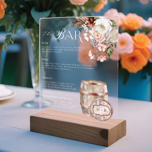 フローラボホウェスタンカントリーウェディングドリンクバーメニュー アクリルサイン