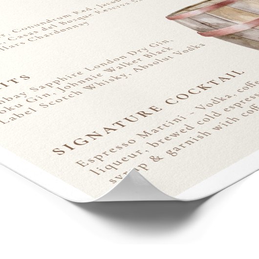 フローラボホウェスタンカントリーウェディングドリンクバーメニュー ポスター (角)