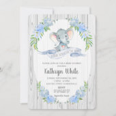 フローラボホエレファントベビージャーシャワー招待状ボーイ 招待状 (正面)