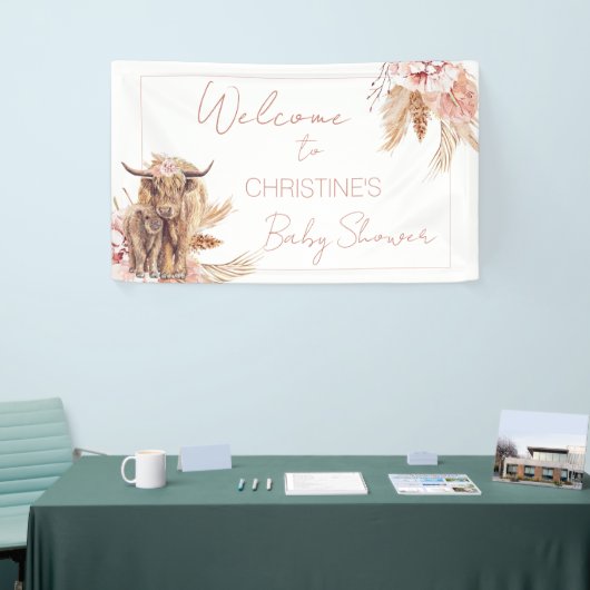 フローラボホカウカーフベビーシャワーウェルカムバナー 横断幕 (トレードショー)