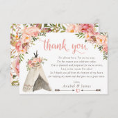 フローラボホテペシックアローズ部族ベビースシャワー サンキューカード (正面/裏面)