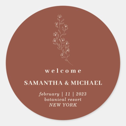 フローラボホテラコッタインディへようこそ結婚の ラウンドシール (正面)