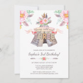 フローラボホトライバルテペヤングワイルドー3歳の誕生日 招待状 (正面)