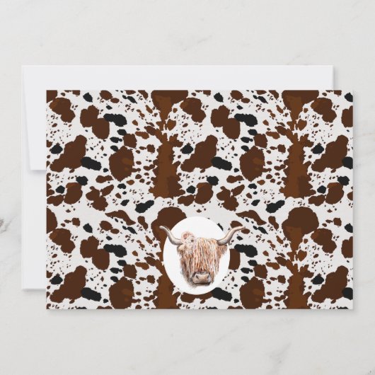 フローラボホハイランドカウカプリント写真1歳の誕生日 招待状 (裏面)