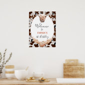 フローラボホハイランドカウズ誕生日ウェルカム ポスター (キッチン)