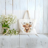 フローラボホハイランドカウバタフライお洒落 トートバッグ