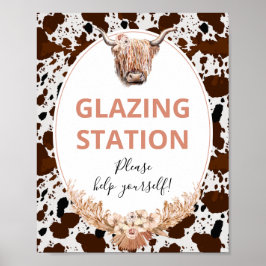 フローラボホハイランドカウバースデーパーティーサイン ポスター